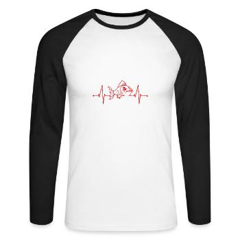 Piranha Geschenk - Unisex Baseballshirt langarm - Weiß/Schwarz - Vorne - Nik (191cm)