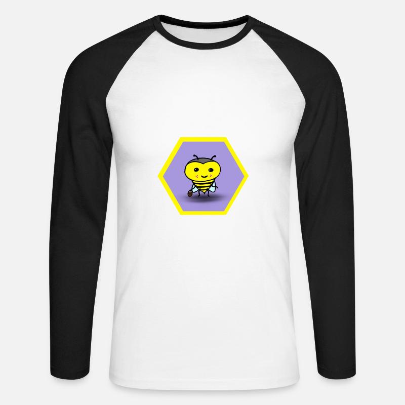 Biene mit Eimerchen - Unisex Baseballshirt langarm - Weiß/Schwarz