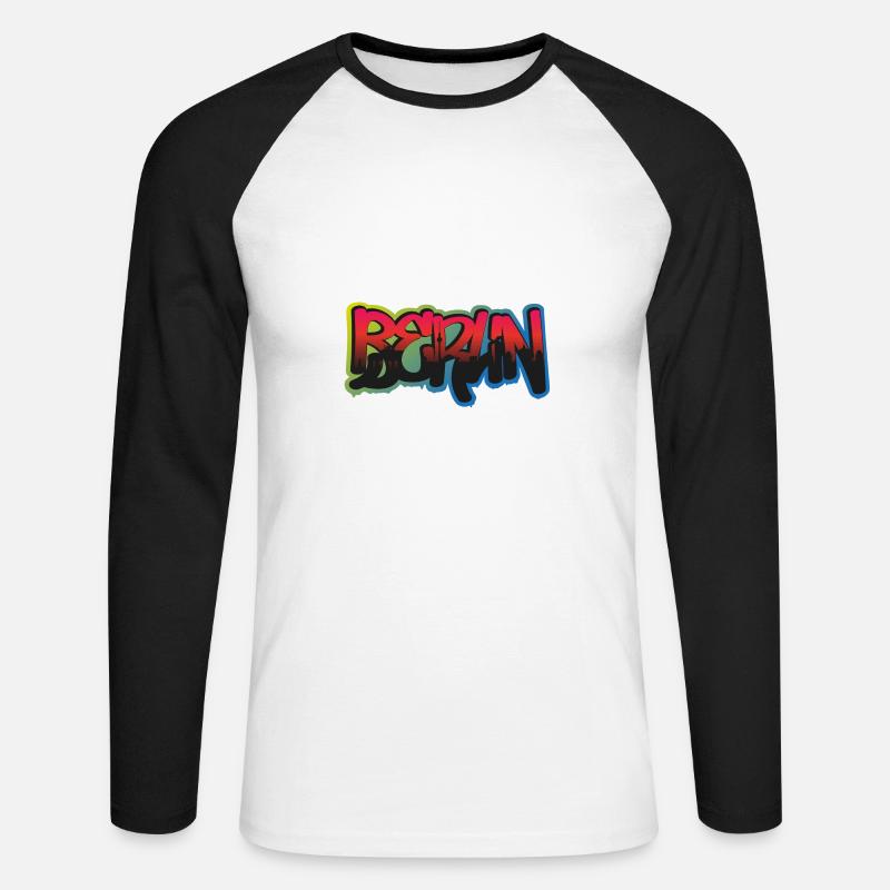 Stadt Berlin Graffiti - Unisex Baseballshirt langarm - Weiß/Schwarz