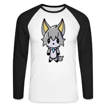 Kawaii Anime Vampire Wolf - Unisex Long Sleeve Baseball T-Shirt - white/black - Front - Nik (191cm)