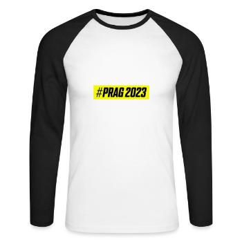 Prag 2023 - Unisex Baseballshirt langarm - Weiß/Schwarz - Vorne - Nik (191cm)