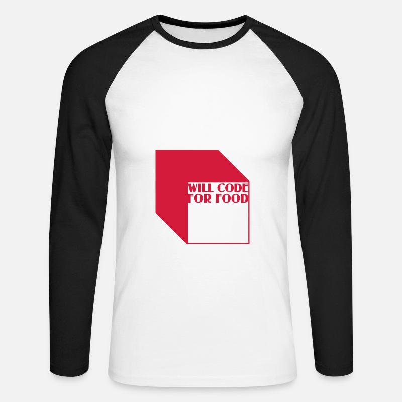 code for food - Unisex Baseballshirt langarm - Weiß/Schwarz