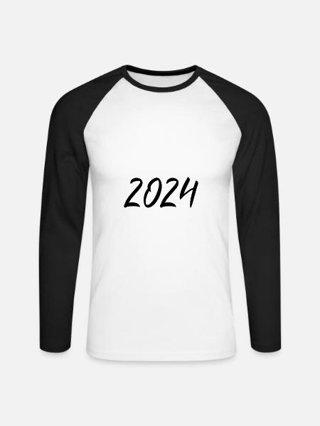 2024 Silvester Neujahr schwarz - Unisex Baseballshirt langarm - Weiß/Schwarz