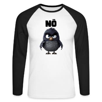 Rabe "NÖ" Design - Unisex Baseballshirt langarm - Weiß/Schwarz - Vorne - Nik (191cm)