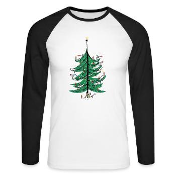 Weihnachten - Unisex Baseballshirt langarm - Weiß/Schwarz - Vorne - Nik (191cm)
