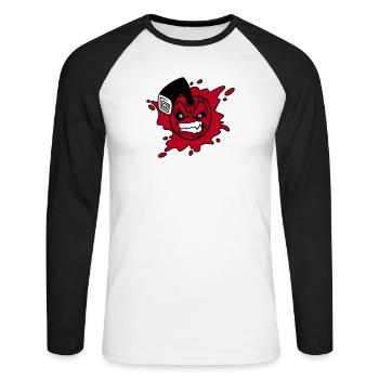 Angry cherry - Unisex Baseballshirt langarm - Weiß/Schwarz - Vorne - Nik (191cm)