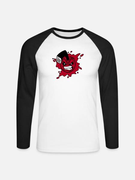 Angry cherry - Unisex Long Sleeve Baseball T-Shirt - white/black