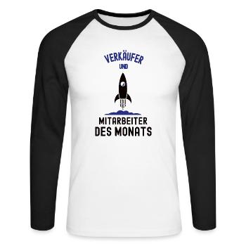 Mitarbeiter des Monats Verkäufer Bester Mann Danke - Unisex Baseballshirt langarm - Weiß/Schwarz - Vorne - Nik (191cm)