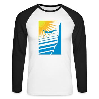 Klippenspringer - Unisex Baseballshirt langarm - Weiß/Schwarz - Vorne - Nik (191cm)