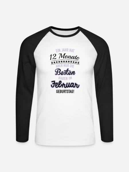 Nur die Besten Februar - Unisex Baseballshirt langarm - Weiß/Schwarz