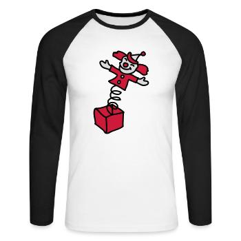 clown_aus_der_kiste_3c - T-shirt baseball manches longues Homme - blanc/noir - Devant - Nik (191cm)