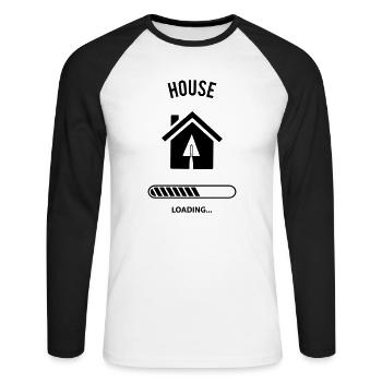 House Loading - Unisex Baseballshirt langarm - Weiß/Schwarz - Vorne - Nik (191cm)