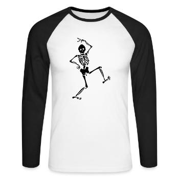 Tanzendes Skelett - Unisex Baseballshirt langarm - Weiß/Schwarz - Vorne - Nik (191cm)