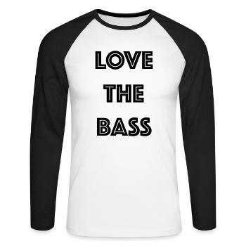 Love The Bass - Unisex Baseballshirt langarm - Weiß/Schwarz - Vorne - Nik (191cm)