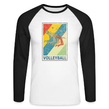 Retro Vintage Style Beach Volleyball Player - Unisex Long Sleeve Baseball T-Shirt - white/black - Front - Nik (191cm)