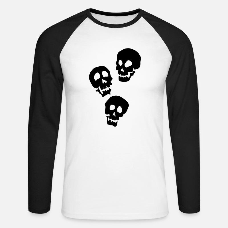 3 schädel - Unisex Baseballshirt langarm - Weiß/Schwarz