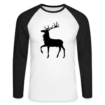 Hirsch - Unisex Baseballshirt langarm - Weiß/Schwarz - Vorne - Nik (191cm)