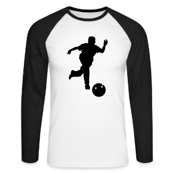 Bowling - T-shirt baseball manches longues Homme - blanc/noir - Devant - Nik (191cm)