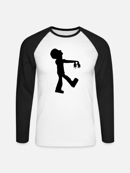 Zombie - Unisex Baseballshirt langarm - Weiß/Schwarz
