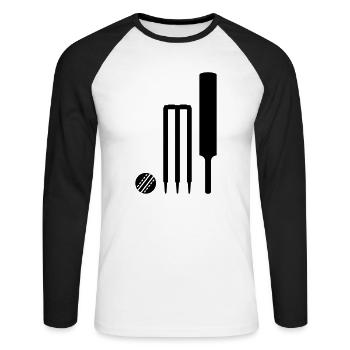 Cricket - Unisex Baseballshirt langarm - Weiß/Schwarz - Vorne - Nik (191cm)