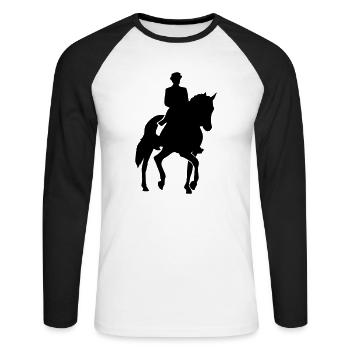 Dressage - Unisex Long Sleeve Baseball T-Shirt - white/black - Front - Nik (191cm)