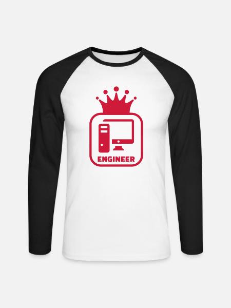 Computer / Informatiker / Aussenseiter / Ingenieur - Unisex Baseballshirt langarm - Weiß/Schwarz