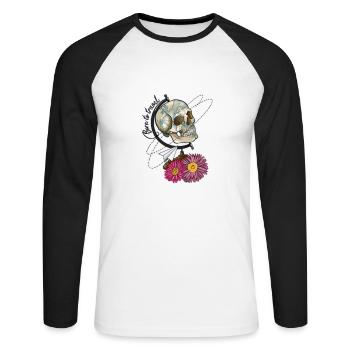 Born to travel - Unisex Baseballshirt langarm - Weiß/Schwarz - Vorne - Nik (191cm)