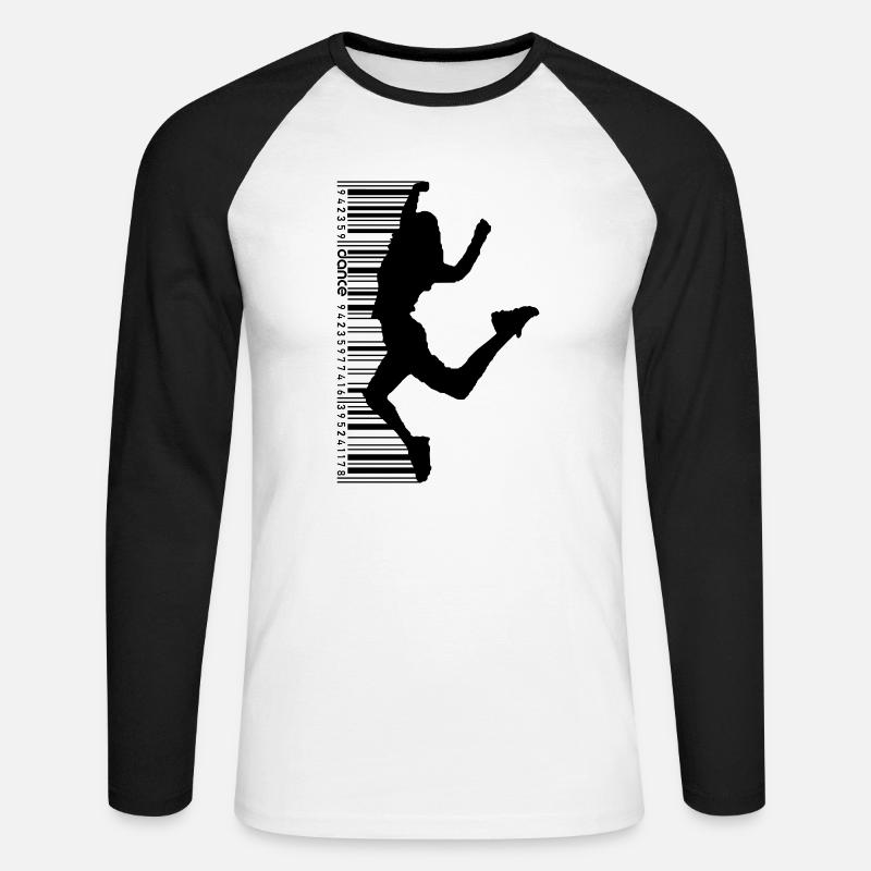 Dancer in QR code style (2) - Unisex Long Sleeve Baseball T-Shirt - white/black