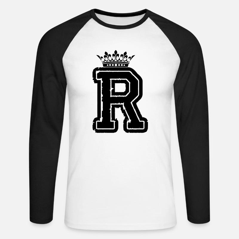 buchstabe R krone - Unisex Baseballshirt langarm - Weiß/Schwarz