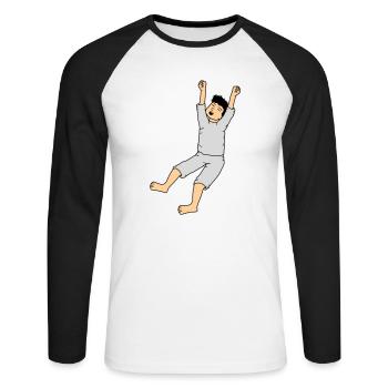 Homme en pyjama - T-shirt baseball manches longues Homme - blanc/noir - Devant - Nik (191cm)