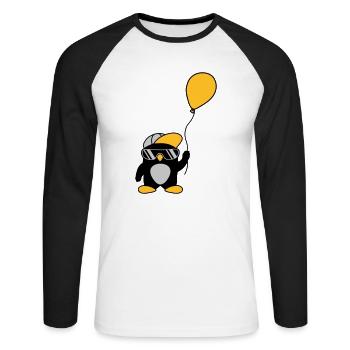 Balloon cool penguin cap - Unisex Long Sleeve Baseball T-Shirt - white/black - Front - Nik (191cm)