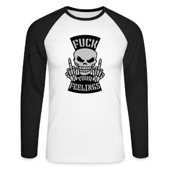fuck your feelings citation - T-shirt baseball manches longues Homme - blanc/noir - Devant - Nik (191cm)