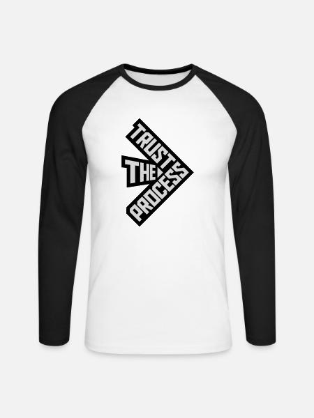 trust the process Quote - Unisex Long Sleeve Baseball T-Shirt - white/black