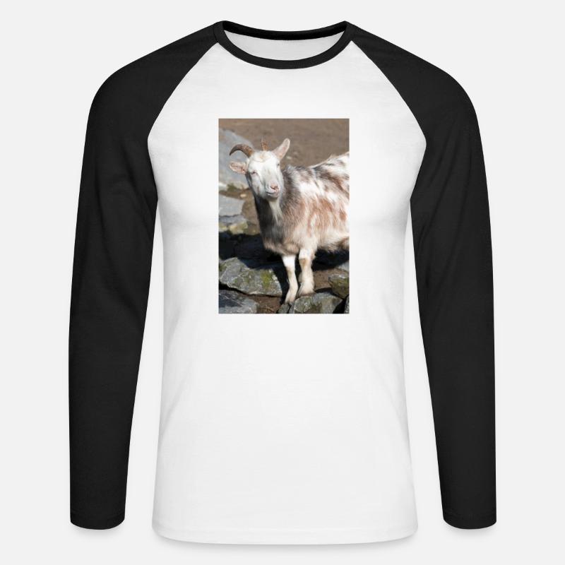 Zwergziege oder Zwergziege - Unisex Baseballshirt langarm - Weiß/Schwarz
