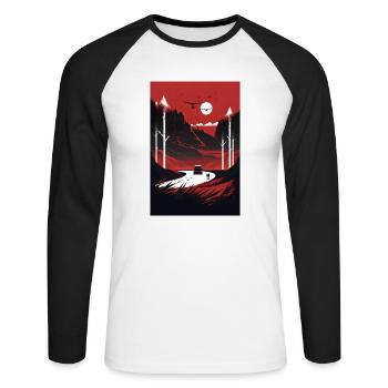 Cadeau de montagne nature minimaliste - T-shirt baseball manches longues Homme - blanc/noir - Devant - Nik (191cm)