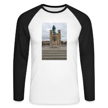 The King before Frederick's Church - Unisex Long Sleeve Baseball T-Shirt - white/black - Front - Nik (191cm)