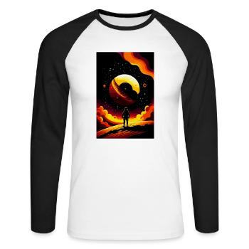 lost in space - T-shirt baseball manches longues Homme - blanc/noir - Devant - Nik (191cm)