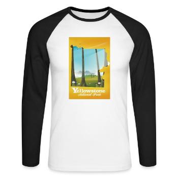 Carte du parc national de Yellowstone affiche de voyage - T-shirt baseball manches longues Homme - blanc/noir - Devant - Nik (191cm)