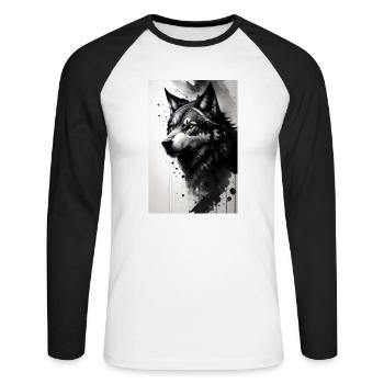 Wölfin - Unisex Baseballshirt langarm - Weiß/Schwarz - Vorne - Nik (191cm)