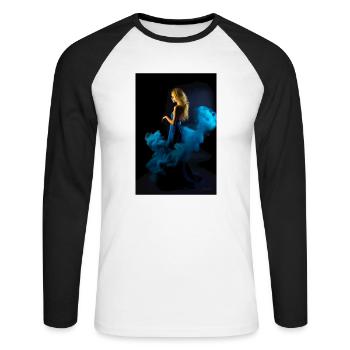 Beauté bleue 4 - T-shirt baseball manches longues Homme - blanc/noir - Devant - Nik (191cm)