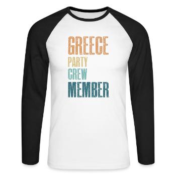 Greece Party Crew - Unisex Long Sleeve Baseball T-Shirt - white/black - Front - Nik (191cm)