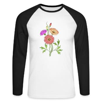 Fleur - T-shirt baseball manches longues Homme - blanc/noir - Devant - Nik (191cm)