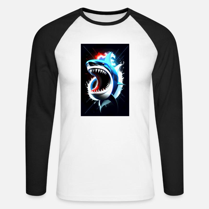 Sharknado #2 - Unisex Baseballshirt langarm - Weiß/Schwarz