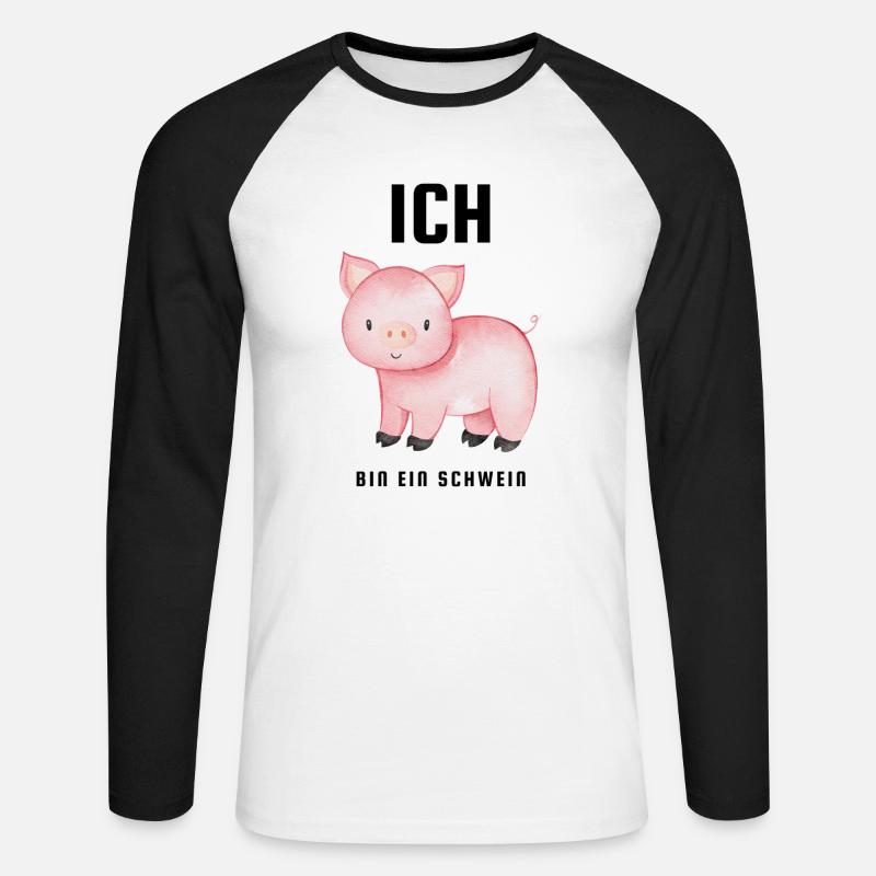 Ich bin ein Schwein - Unisex Baseballshirt langarm - Weiß/Schwarz