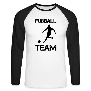 fußball team - Unisex Baseballshirt langarm - Weiß/Schwarz - Vorne - Nik (191cm)