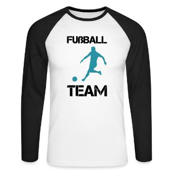 fußball team - Unisex Baseballshirt langarm - Weiß/Schwarz - Vorne - Nik (191cm)