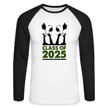 class of 2025 - Unisex Baseballshirt langarm - Weiß/Schwarz - Vorne - Nik (191cm)