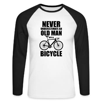 Funny Bicycle Saying - Unisex Long Sleeve Baseball T-Shirt - white/black - Front - Nik (191cm)