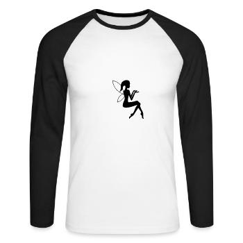 fee elfe halbmond fantasie - Unisex Baseballshirt langarm - Weiß/Schwarz - Vorne - Nik (191cm)