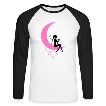fee elfe halbmond fantasie - Unisex Baseballshirt langarm - Weiß/Schwarz - Vorne - Nik (191cm)
